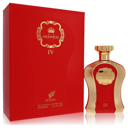 Afnan Her Highness Red Eau De Parfum spray for women, 3.4 oz, featuring a sleek bottle with vibrant red accents.