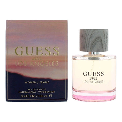 Guess 1981 Los Angeles women’s Eau de Toilette spray, 3.4 oz bottle with elegant packaging and floral fragrance design.