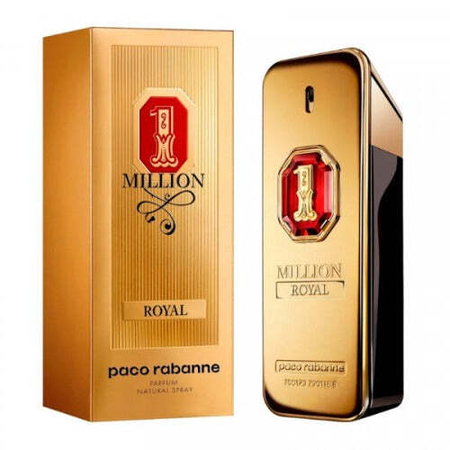 Men's cologne 1 Million Royal by Paco Rabanne in a 3.4 oz spray bottle with a luxurious gold design.