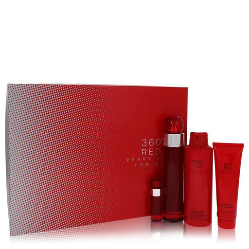 Perry Ellis 360 Red men's gift set including fragrance, aftershave, and grooming products in stylish packaging